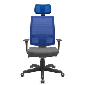 Cadeira Office Brizza Tela Azul Com Encosto Assento Poliester Cinza Autocompensador Base Standard 126cm - 63396