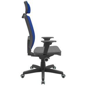 Cadeira Office Brizza Tela Azul Com Encosto Assento Poliester Cinza Autocompensador Base Standard 126cm - 63396