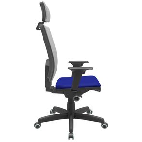 Cadeira Office Brizza Tela Cinza Com Encosto Assento Aero Azul Autocompensador Base Standard 126cm - 63418