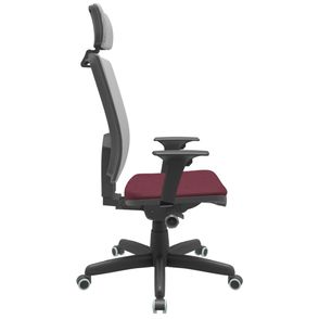 Cadeira Office Brizza Tela Cinza Com Encosto Assento Poliester Vinho Autocompensador Base Standard 126cm - 63422