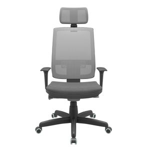 Cadeira Office Brizza Tela Cinza Com Encosto Assento Poliester Cinza Autocompensador Base Standard 126cm - 63424