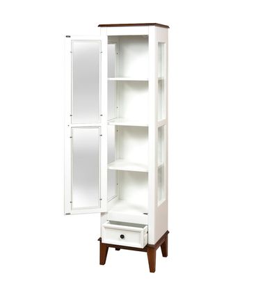 Cristaleira Remy 1 Porta e 1 Gaveta cor Branco com Amendoa 180 cm - 58758