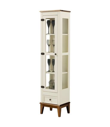 Cristaleira Remy 1 Porta e 1 Gaveta cor Off White com Amendoa 180 cm - 63353