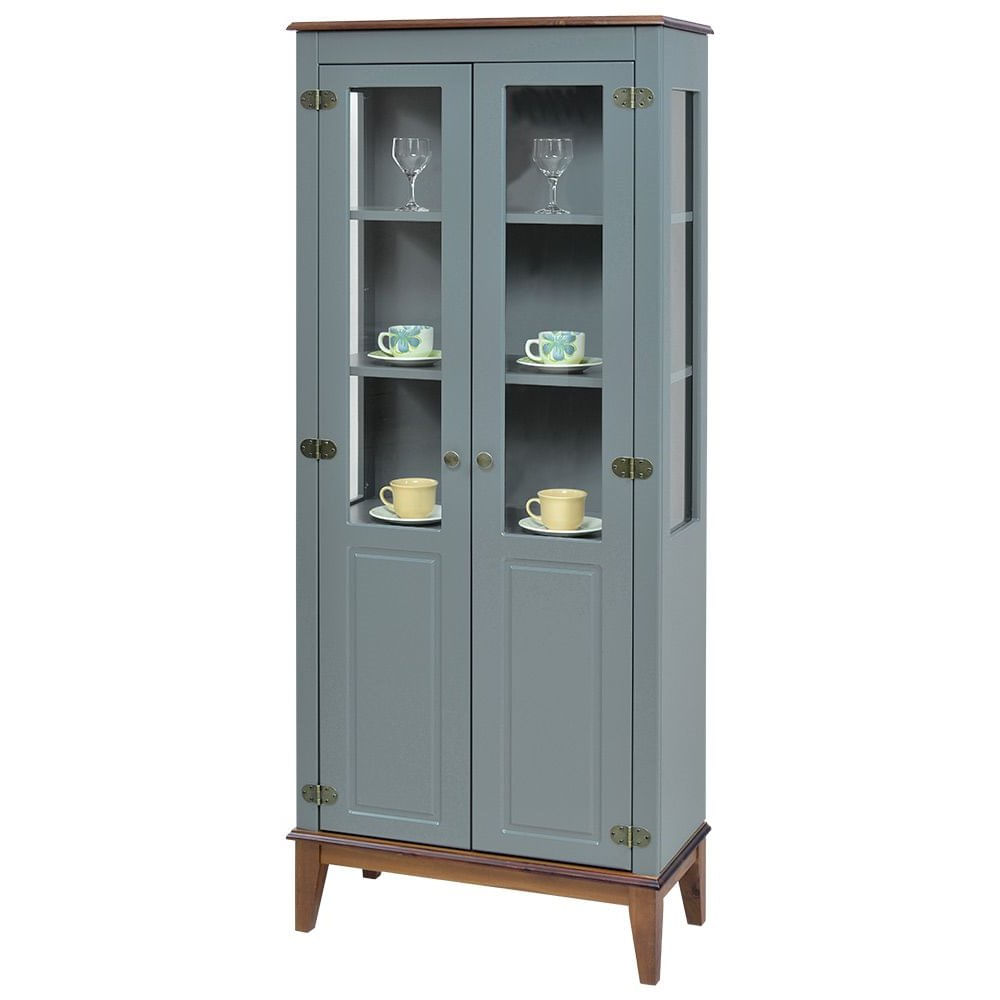 Cristaleira-Laura-2-Portas-cor-Cinza-com-Amendoa-180-cm---63355
