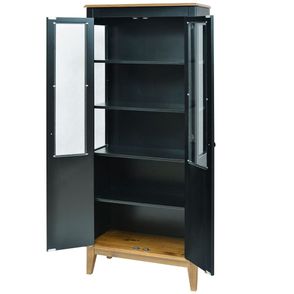 Cristaleira Laura 2 Portas cor Preto com Amendoa 180 cm - 62231