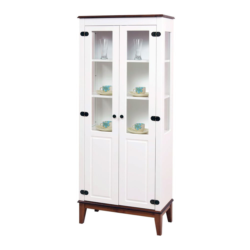 Cristaleira-Laura-2-Portas-cor-Branco-com-Amendoa-180-cm---59882