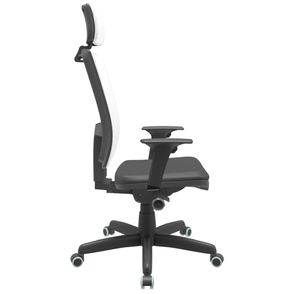 Cadeira Office Brizza Tela Branca Com Encosto Assento Vinil Preto Autocompensador Base Standard 126cm - 63434