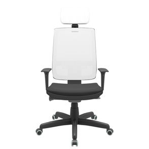 Cadeira Office Brizza Tela Branca Com Encosto Assento Aero Preto Autocompensador Base Standard 126cm - 63435