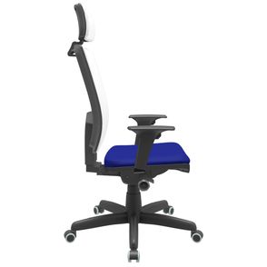 Cadeira Office Brizza Tela Branca Com Encosto Assento Aero Azul Autocompensador Base Standard 126cm - 63436