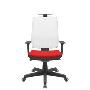 Cadeira Office Brizza Tela Branca Com Encosto Assento Aero Vermelho Autocompensador Base Standard 126cm - 63437