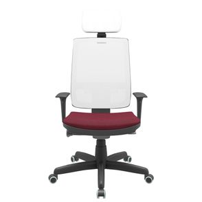 Cadeira Office Brizza Tela Branca Com Encosto Assento Poliester Vinho Autocompensador Base Standard 126cm - 63440