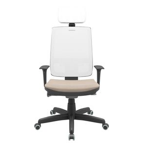 Cadeira Office Brizza Tela Branca Com Encosto Assento Poliester Fendi Autocompensador Base Standard 126cm - 63441