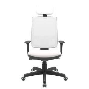 Cadeira Office Brizza Tela Branca Com Encosto Assento Vinil Branco Autocompensador Base Standard 126cm - 63444