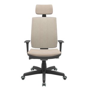 Cadeira Office Brizza Soft Poliester Fendi Autocompensador Com Encosto Cabeça Base Standard 126cm - 63456
