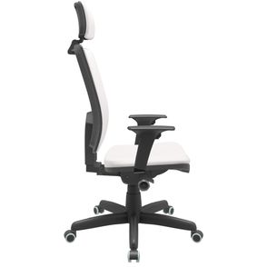 Cadeira Office Brizza Soft Vinil Branco Autocompensador Com Encosto Cabeça Base Standard 126cm - 63459