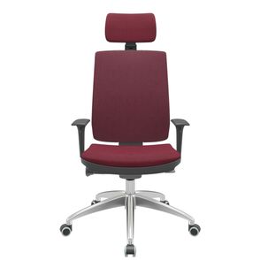 Cadeira Office Brizza Soft Poliester Vinho Autocompensador Com Encosto Cabeça Base Aluminio 126cm - 63469