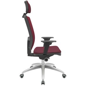 Cadeira Office Brizza Soft Poliester Vinho Autocompensador Com Encosto Cabeça Base Aluminio 126cm - 63469