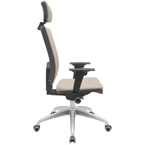 Cadeira Office Brizza Soft Poliester Fendi Autocompensador Com Encosto Cabeça Base Aluminio 126cm - 63471