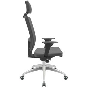 Cadeira Office Brizza Soft Poliester Cinza Autocompensador Com Encosto Cabeça Base Aluminio 126cm - 63472