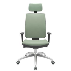 Cadeira Office Brizza Soft Vinil Verde Autocompensador Com Encosto Cabeça Base Aluminio 126cm - 63473