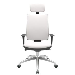 Cadeira Office Brizza Soft Vinil Branco Autocompensador Com Encosto Cabeça Base Aluminio 126cm - 63474
