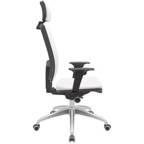 Cadeira Office Brizza Soft Vinil Branco Autocompensador Com Encosto Cabeça Base Aluminio 126cm - 63474