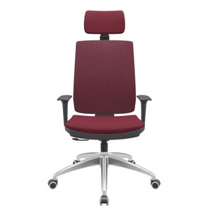 Cadeira Office Brizza Soft Poliester Vinho RelaxPlax Com Encosto Cabeca Base Aluminio 126cm - 63508