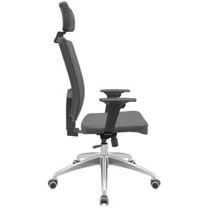 Cadeira Office Brizza Soft Poliester Cinza RelaxPlax Com Encosto Cabeca Base Aluminio 126cm - 63510