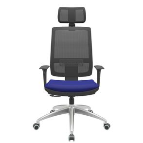 Cadeira Office Brizza Tela Preta Com Encosto Assento Aero Azul RelaxPlax Base Aluminio 126cm - 63519