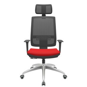 Cadeira Office Brizza Tela Preta Com Encosto Assento Aero Vermelho RelaxPlax Base Aluminio 126cm - 63520