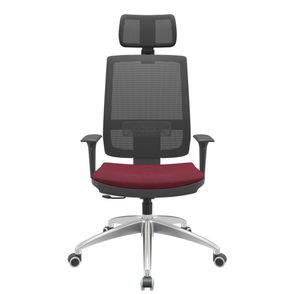 Cadeira Office Brizza Tela Preta Com Encosto Assento Poliester Vinho RelaxPlax Base Aluminio 126cm - 63523