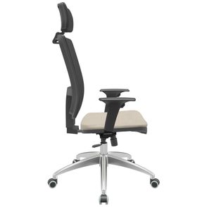 Cadeira Office Brizza Tela Preta Com Encosto Assento Poliester Fendi RelaxPlax Base Aluminio 126cm - 63524