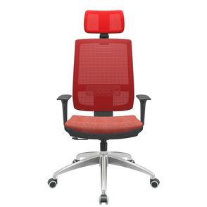 Cadeira Office Brizza Tela Vermelha Com Encosto Assento Concept Rose RelaxPlax Base Aluminio 126cm - 63533