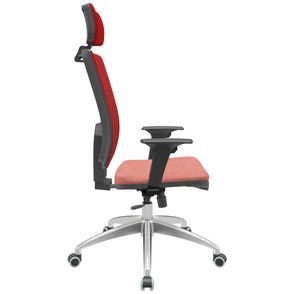 Cadeira Office Brizza Tela Vermelha Com Encosto Assento Concept Rose RelaxPlax Base Aluminio 126cm - 63533