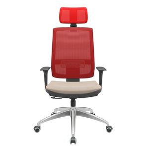 Cadeira Office Brizza Tela Vermelha Com Encosto Assento Poliester Fendi RelaxPlax Base Aluminio 126cm - 63535