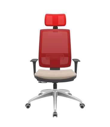 Cadeira Office Brizza Tela Vermelha Com Encosto Assento Poliester Fendi RelaxPlax Base Aluminio 126cm - 63535