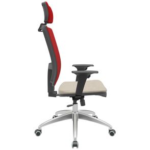 Cadeira Office Brizza Tela Vermelha Com Encosto Assento Poliester Fendi RelaxPlax Base Aluminio 126cm - 63535