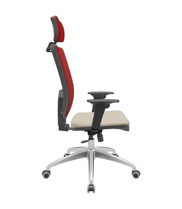 Cadeira Office Brizza Tela Vermelha Com Encosto Assento Poliester Fendi RelaxPlax Base Aluminio 126cm - 63535