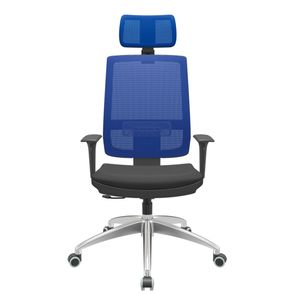 Cadeira Office Brizza Tela Azul Com Encosto Assento Aero Preto RelaxPlax Base Aluminio 126cm - 63555