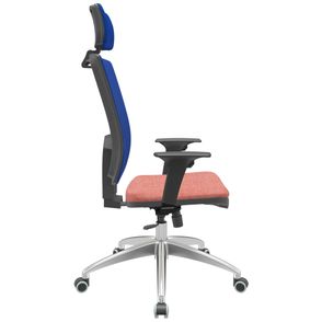 Cadeira Office Brizza Tela Azul Com Encosto Assento Concept Rose RelaxPlax Base Aluminio 126cm - 63560