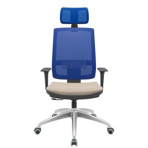 Cadeira Office Brizza Tela Azul Com Encosto Assento Poliester Fendi RelaxPlax Base Aluminio 126cm - 63562