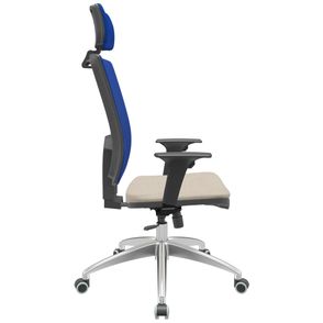 Cadeira Office Brizza Tela Azul Com Encosto Assento Poliester Fendi RelaxPlax Base Aluminio 126cm - 63562