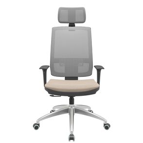 Cadeira Office Brizza Tela Cinza Com Encosto Assento Poliester Fendi RelaxPlax Base Aluminio 126cm - 63593
