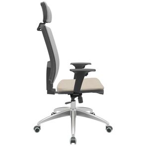 Cadeira Office Brizza Tela Cinza Com Encosto Assento Poliester Fendi RelaxPlax Base Aluminio 126cm - 63593