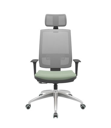 Cadeira Office Brizza Tela Cinza Com Encosto Assento Vinil Verde RelaxPlax Base Aluminio 126cm - 63595