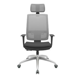 Cadeira Office Brizza Tela Cinza Com Encosto Assento Aero Preto RelaxPlax Base Aluminio 126cm - 63585