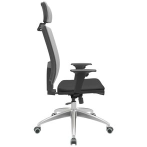 Cadeira Office Brizza Tela Cinza Com Encosto Assento Aero Preto RelaxPlax Base Aluminio 126cm - 63585