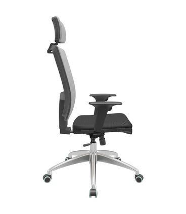 Cadeira Office Brizza Tela Cinza Com Encosto Assento Aero Preto RelaxPlax Base Aluminio 126cm - 63585