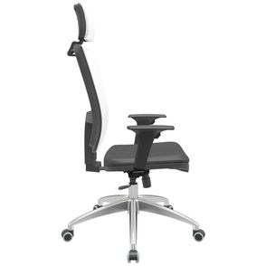 Cadeira Office Brizza Tela Branca Com Encosto Assento Vinil Preto RelaxPlax Base Aluminio 126cm - 63599