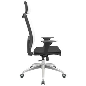 Cadeira Office Brizza Tela Branca Com Encosto Assento Aero Preto RelaxPlax Base Aluminio 126cm - 63600